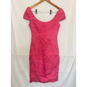 Gianni Versace Spring2009 2125$ Pink‎ Croc Jacquard Sheath Zip Back EU 42